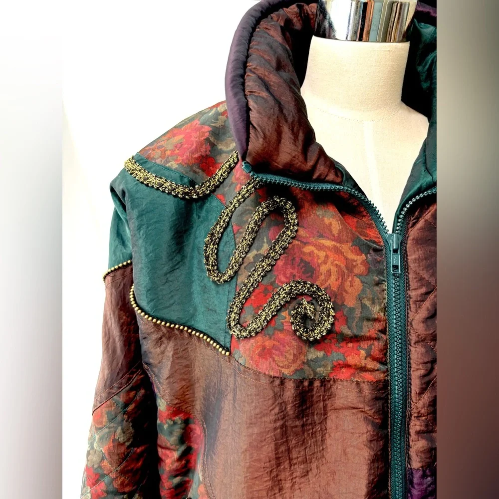 INNOVATIONS‎ By Izzy Vintage Mixed Media Floral Puffer Jacket